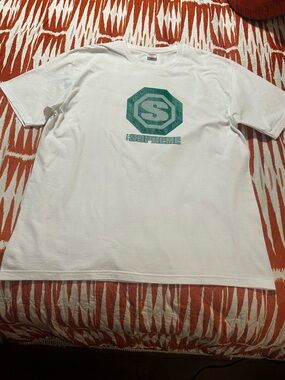 Supreme Forever Outshine White Tee with Metallic Green Logo